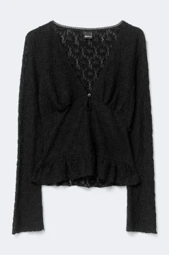 Gina Tricot ace v-neck top Svart Hot