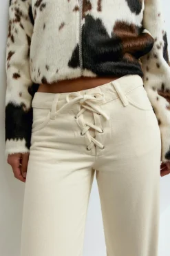 Gina Tricot Lacing jeans Hvit New