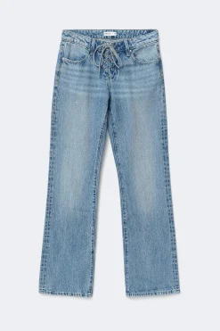 Gina Tricot Lacing jeans Blå Sale
