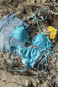 Gina Tricot 14+ exi triange bikini top Blå Best
