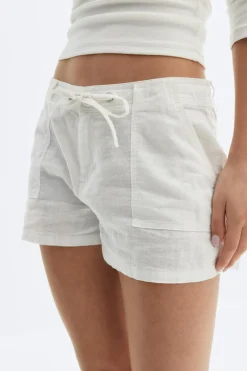 Gina Tricot Linen blend mini cargo shorts Hvit Sale