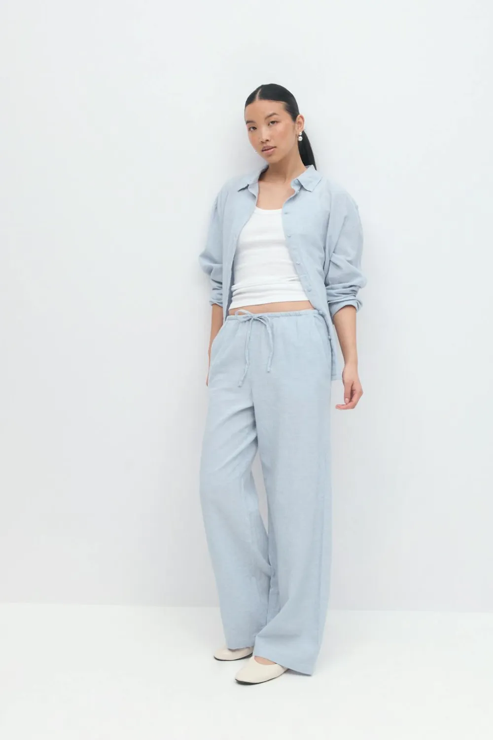 Gina Tricot inen bend trouer Blå