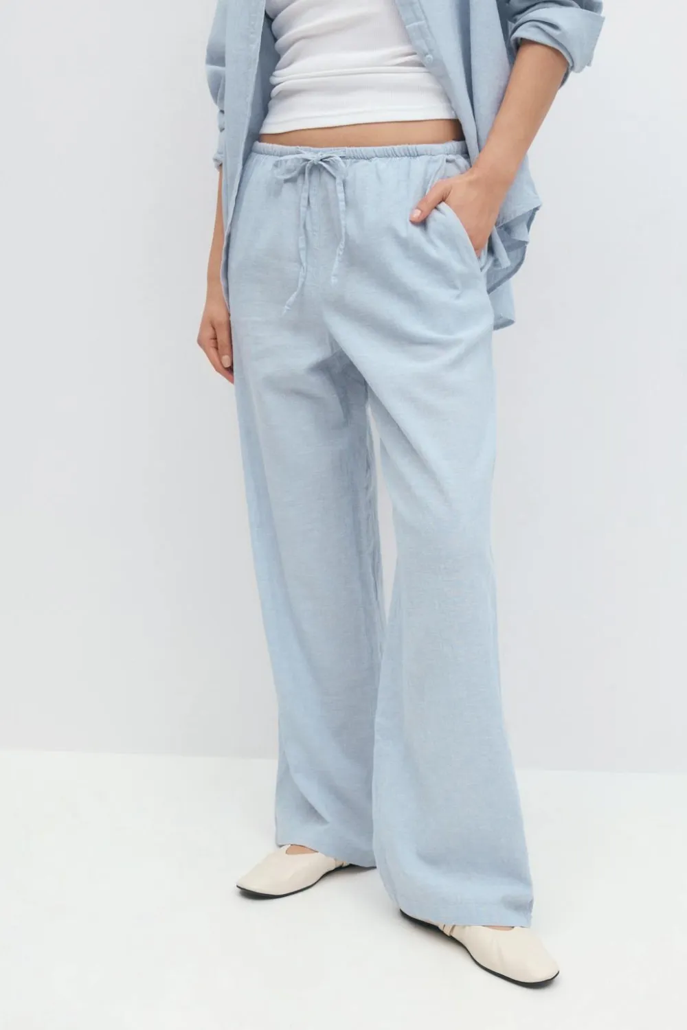 Gina Tricot inen bend trouer Blå