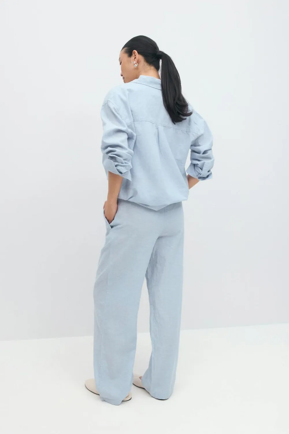 Gina Tricot inen bend trouer Blå
