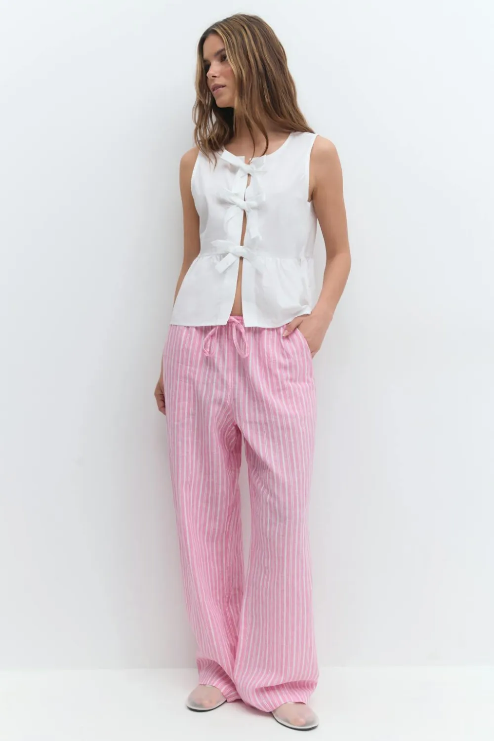 Gina Tricot inen bend trouer Rosa Clearance