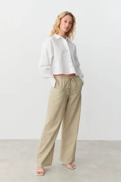 Gina Tricot inen bend trouer Hvit