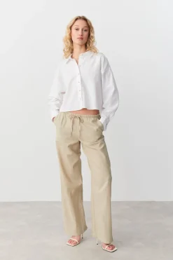 Gina Tricot inen bend trouer Hvit