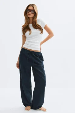 Gina Tricot inen bend trouer Blå Outlet