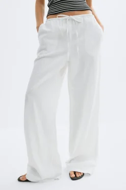 Gina Tricot inen bend trouer Hvit Discount
