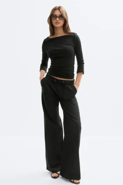Gina Tricot Linen blend trousers Svart Outlet