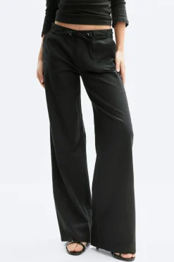 Gina Tricot Linen blend trousers Svart Outlet