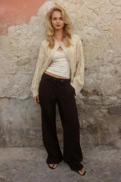 Gina Tricot Linen blend trousers Brun Hot