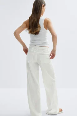 Gina Tricot Linen blend trousers Hvit Discount