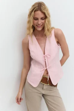 Gina Tricot Linen blend vest Rosa Hot