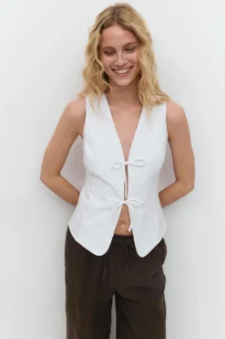 Gina Tricot Linen blend vest Hvit New