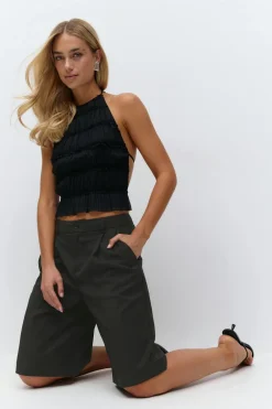 Gina Tricot Long bermuda shorts Svart Online