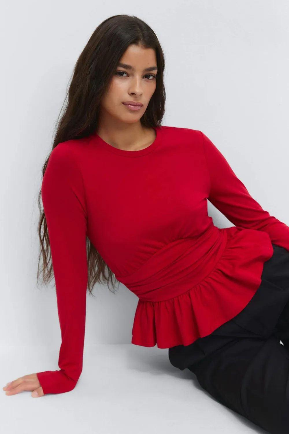 Gina Tricot ong eeve pepu top Rød Hot