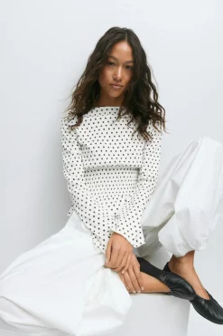 Gina Tricot ong eeve ock top Hvit Best