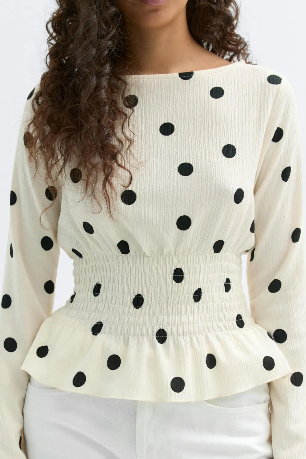 Gina Tricot ong eeve ock top Svart New