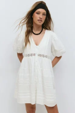 Gina Tricot Loose mini dress Hvit New