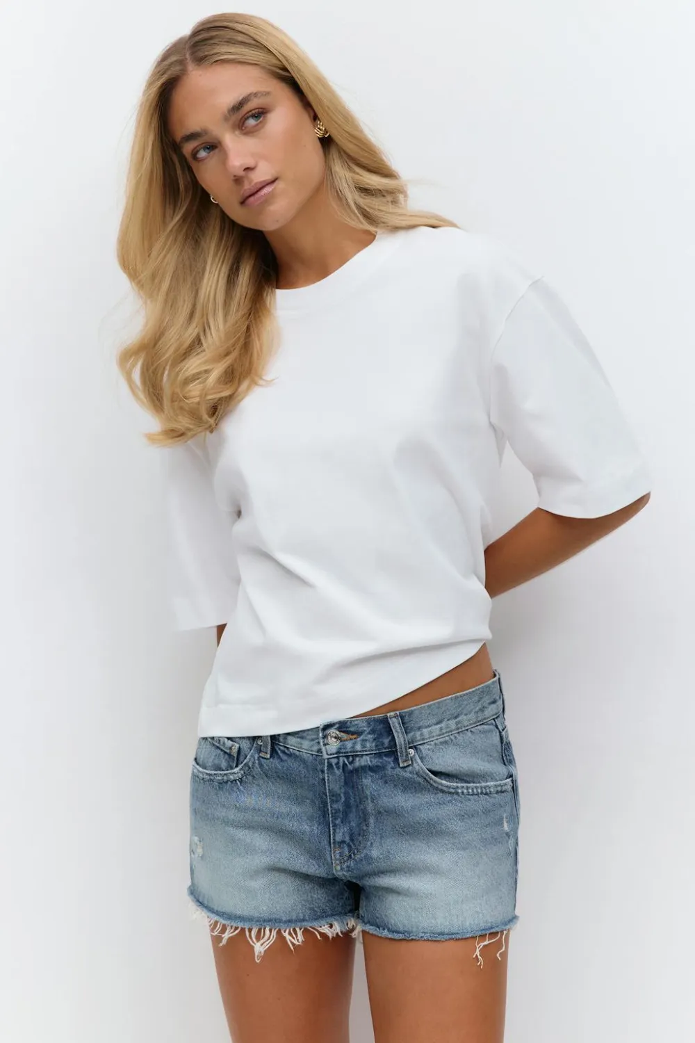 Gina Tricot Low denim shorts Blå