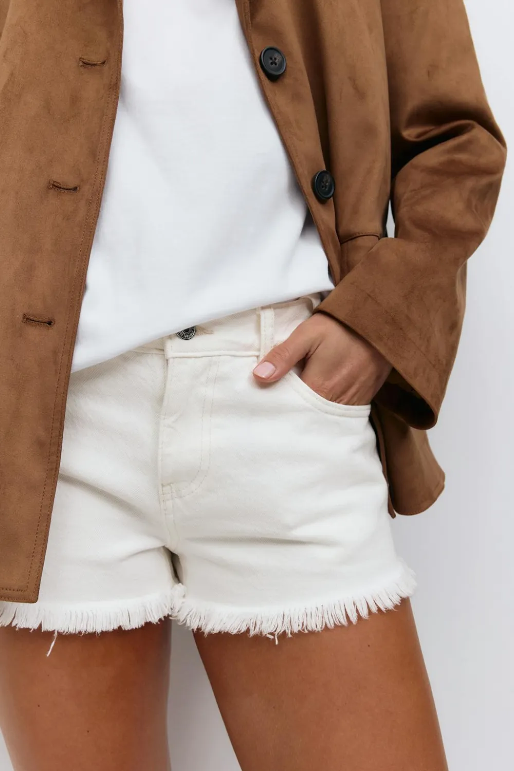 Gina Tricot Low denim shorts Hvit Clearance