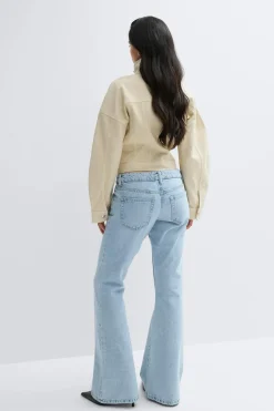 Gina Tricot Low full length flare jeans Blå Outlet