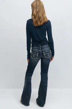 Gina Tricot Low rise flare jeans Blå Sale