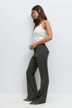 Gina Tricot Low waist bootcut trousers Grå Outlet