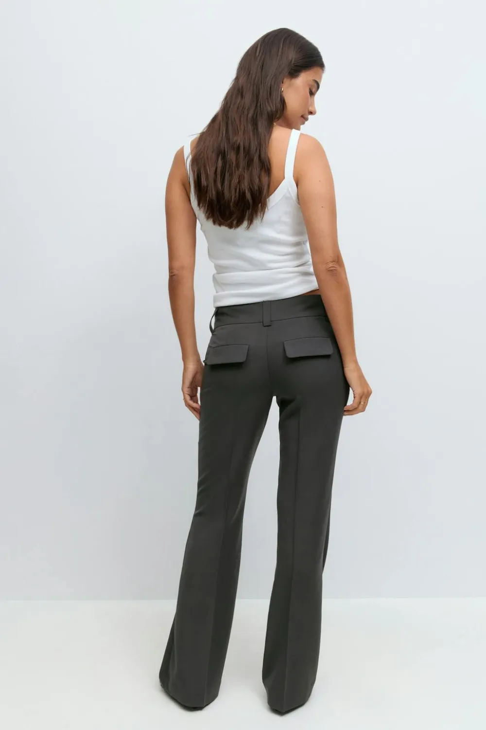 Gina Tricot Low waist bootcut trousers Grå Outlet