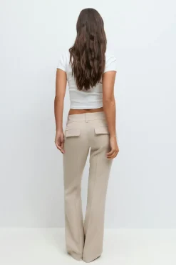 Gina Tricot Low waist bootcut trousers Beige Hot