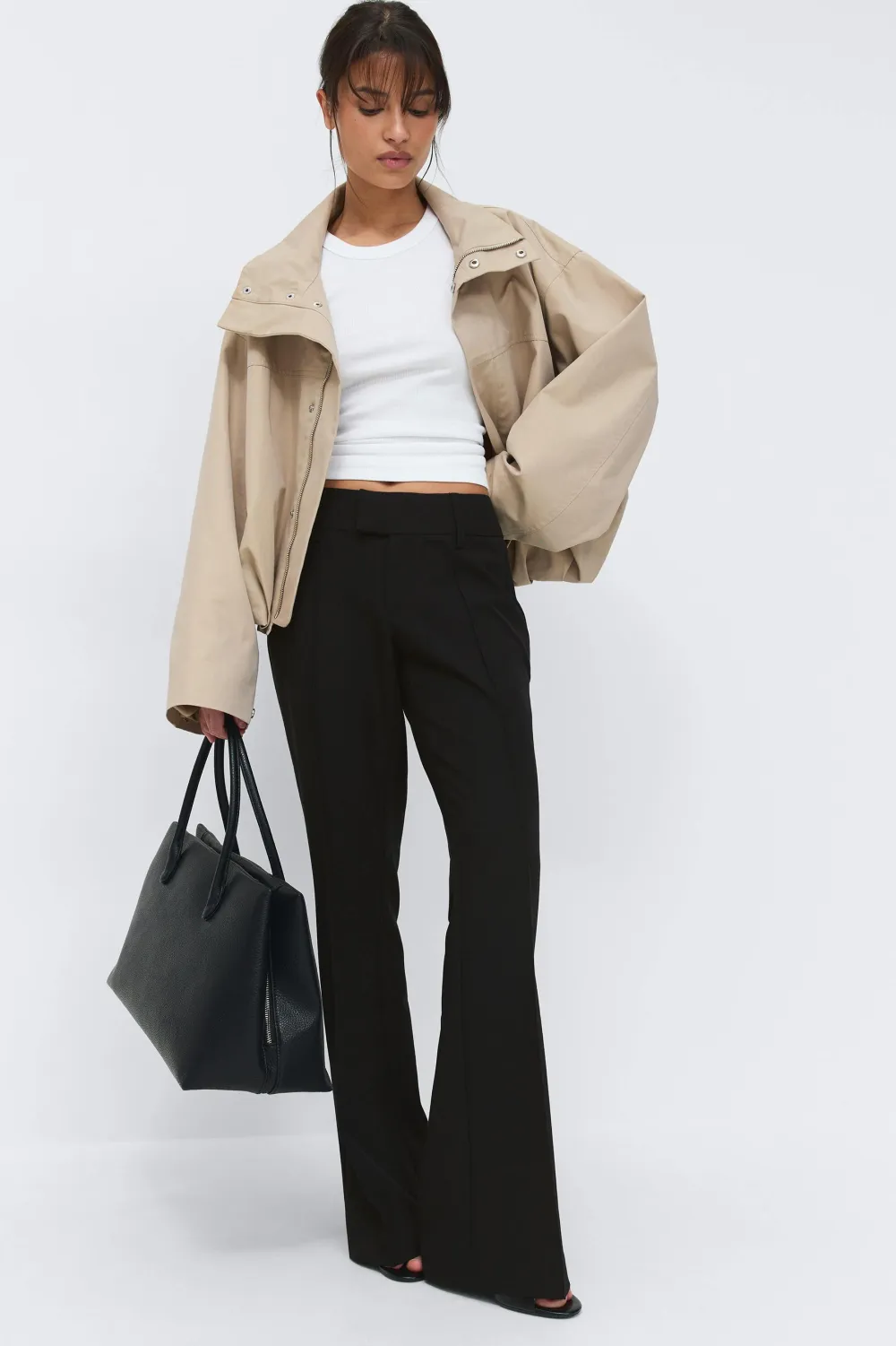 Gina Tricot Low waist bootcut trousers Svart Clearance