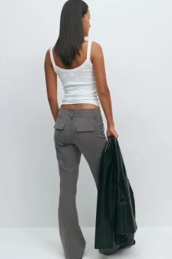 Gina Tricot Low waist bootcut trousers Grå Hot