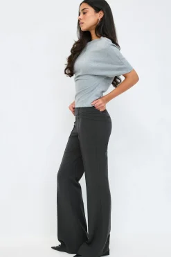 Gina Tricot Low waist bootcut trousers Grå Discount