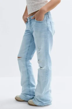 Gina Tricot Low waist loose bootcut jeans Blå Discount