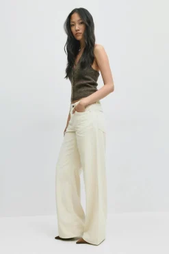 Gina Tricot Low wide cord jeans Hvit Best