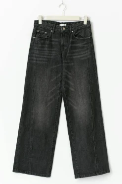 Gina Tricot Low wide front seam jeans Svart Online