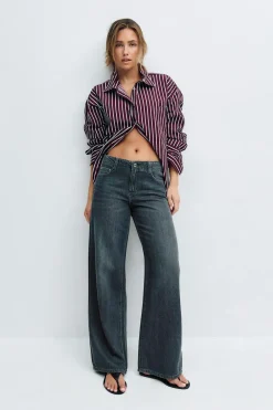 Gina Tricot Low wide jeans Svart Hot