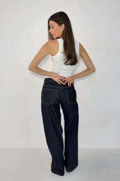 Gina Tricot Low wide jeans Blå Outlet