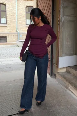 Gina Tricot Low wide jeans Blå Outlet
