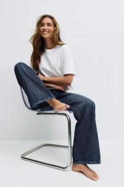 Gina Tricot Low wide jeans Blå Discount