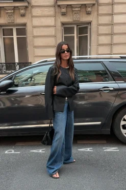 Gina Tricot Low wide jeans Blå Discount