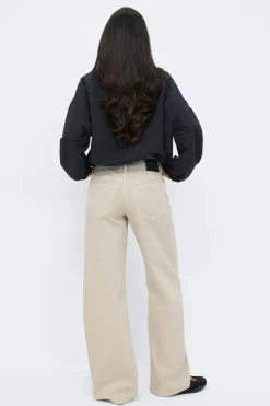 Gina Tricot Low wide jeans Beige Clearance