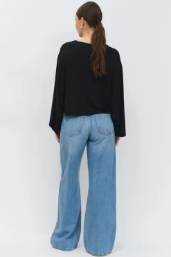 Gina Tricot Low wide jeans Blå Hot