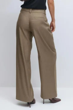 Gina Tricot Low wide pleated trousers Beige New