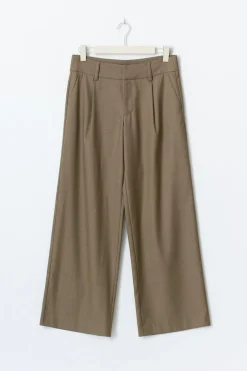 Gina Tricot Low wide pleated trousers Beige New
