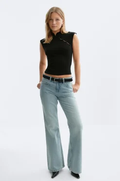 Gina Tricot andarin coar button top Svart Discount