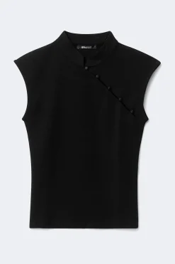 Gina Tricot andarin coar button top Svart Discount