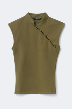 Gina Tricot andarin coar button top Grønn Discount