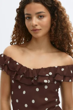 Gina Tricot Maxi frill dress Brun Sale